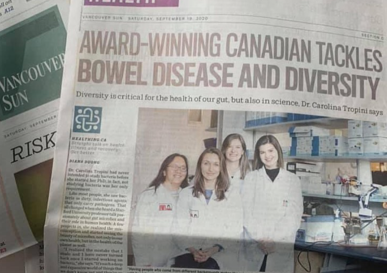 Tropini lab in the Vancouver Sun