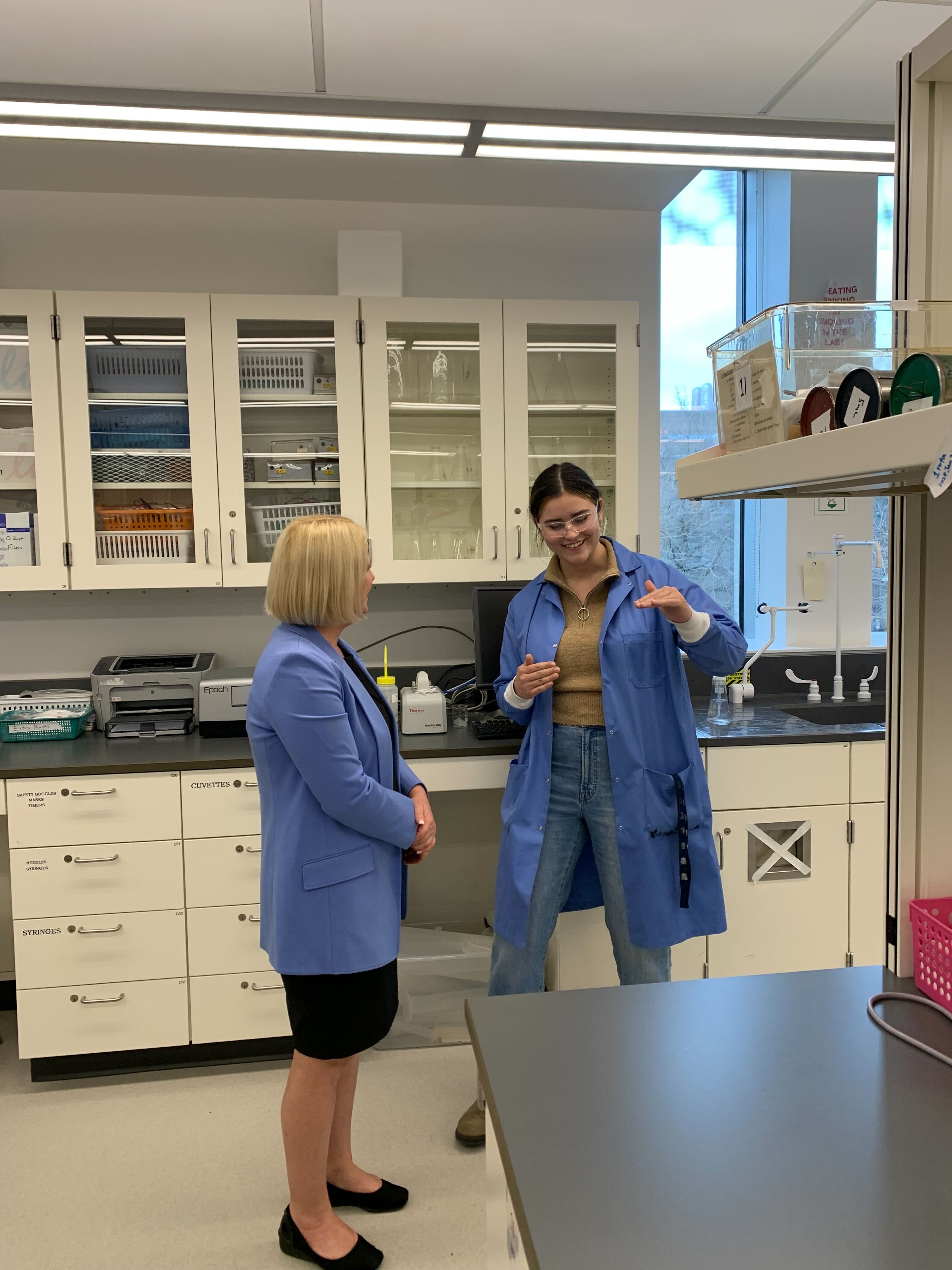 Minister Beare with Lab Technician, Jade Muileboom