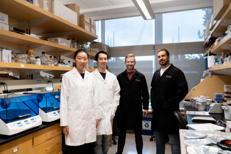 Kronstad lab members (left to right): Sabrina Qu, Chris Lee, Braydon Black and Dr. Leandro Da Silva.
